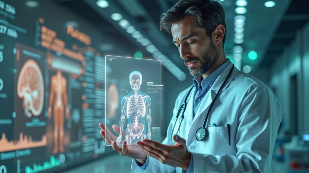 A doctor using an AI diagnostic tool